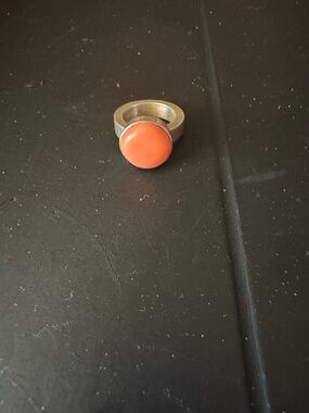 Bold Orange, peachy color Dome Ring. Very substantial!